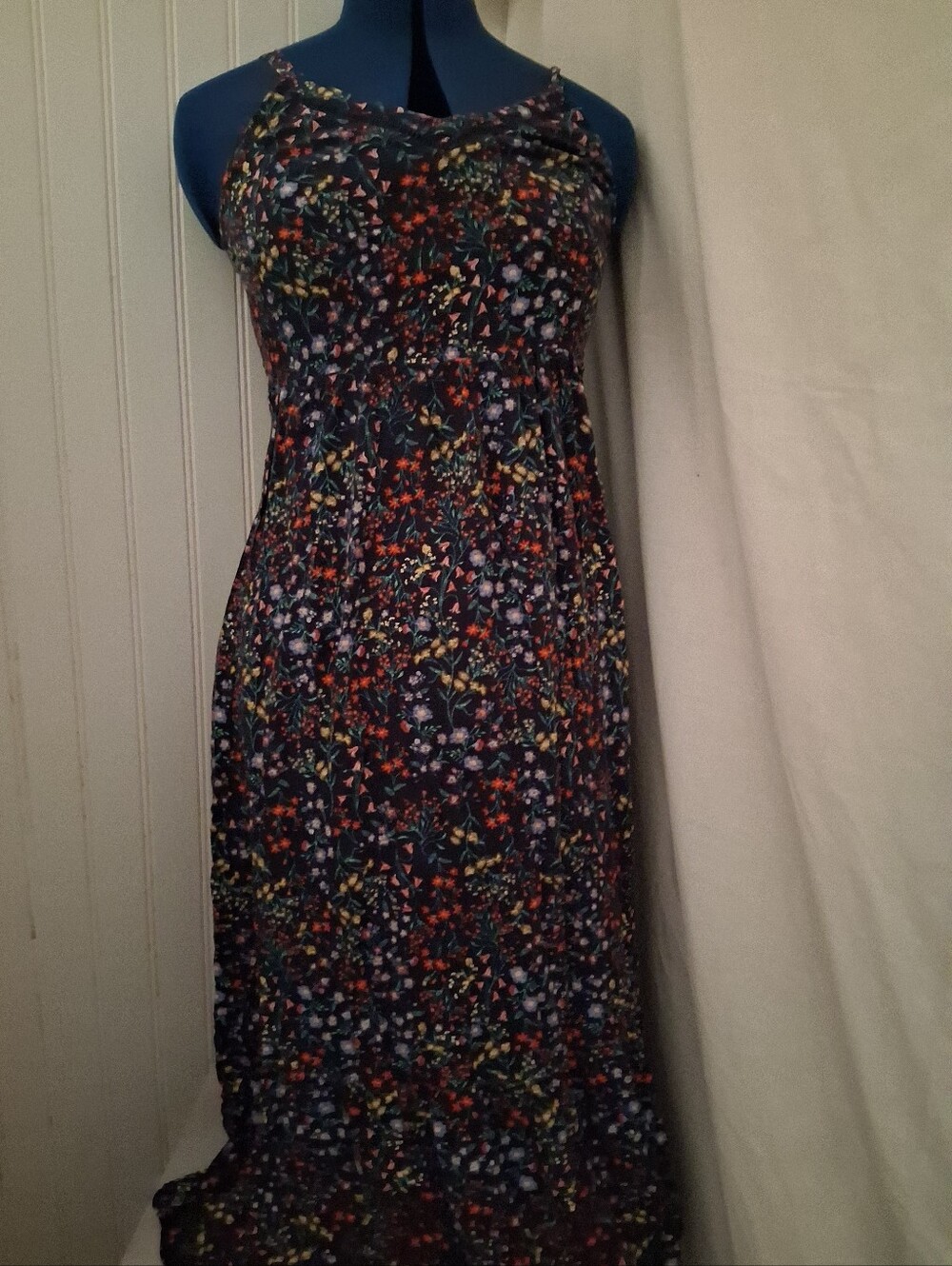 Old Navy Navy Floral Midi Dress Size XS